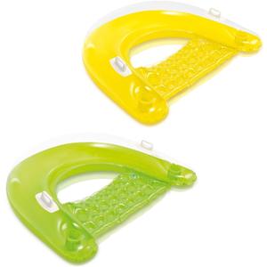 Intex Sit 'N Float Inflatable Lounges Yellow & Green Gift Set Bundle - 2 Pack, 60" X 39", Multicolor