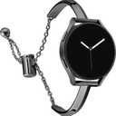 CrocSee Stainless Steel Band Compatible with Samsung Galaxy Watch 7 6 5 4 40mm 44mm/Watch 6 Classic 43mm 47mm/Watch 4 Classic 42mm 46mm/Watch 5 Pro 45mm, Slim Minimalism Bangle Bracelet for Women (Black)