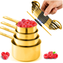 Sinnlicht 11 pcs Gold Stainless Steel Measuring Cups and Spoons Set, Including 8 DoubleSided Magnetic Measuring Spoons Set & 1 Leveler, 4 Metal Measuring Cups, Kitchen Accessroies for Cooking & Baking