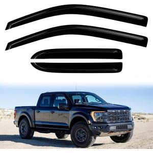 4PC Rain Guards for 04-14 Ford F150 SuperCab Extended Cab Window Visors for Vehicles w/ 2 Full-Size Front Doors & 2 Half-Size Rear Doors Deflectors Sun Shades Vent Tape On Out Channel