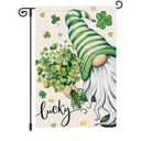 2 xSt Patricks Day Lucky Gnome Garden Flag 12.5x18 Inch Double Sided Outside, Clover Shramrock Holiday Yard Outdoor Decoration
