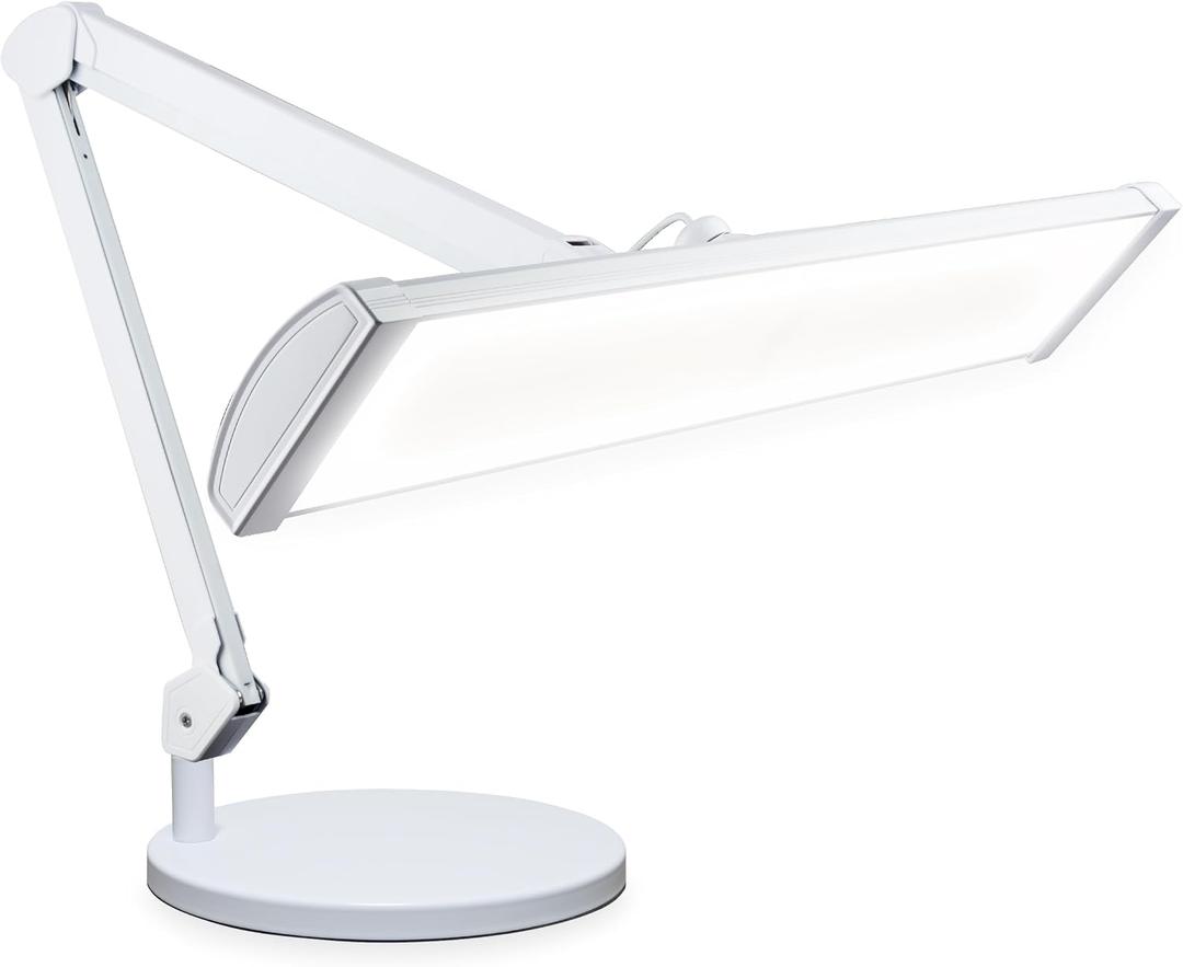 Neatfi Ultra 3,500 Lumens LED Desk Lamp with Base 45W, 270 SMD LEDs, Shadow-Free | Adjustable Brightness | Non-Flickering Task Light for Nail, Craft & Office (White-3, 26-Inch Wide Shade)