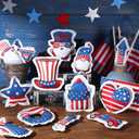 Oudain 24 Pcs Large 5 Inch Patriotic Star Tree Ornaments Stuffed Fabric Star 4th of July Memorial Day American Flag Decor Vase Filler Ornaments for Independence Day, Red White and Blue (Bright)