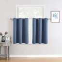 ChrisDowa Small Window Curtains for Kitchen and Bedroom - Grommet Short Thermal Insulated Room Darkening Curtains (2 Panels, Stone Blue, 34 x 36 Inch)