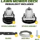46 inch Deck Rebuild Kit for MTD LT 4600H LT 946G Toro LX460 LX465, Spindle 618-0240 918-0430 112-0311 112-0383, Blade 112-0302 112-0304, Belt 112-0317 954-0349 754-0349