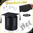 Weekgrat 2 Pack 2026 Graduation Cap Candy Box Class of 2026 Graduation Cap Flower Gift Boxes, 6.9 x 6.4 in Empty Container for Grad Ceremony Party Activities Celebrations(Black,Round)