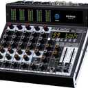 BOMGE Professional audio mixer 6 Channel Mixing Console with 99 DSP Effect,+48V Phantom, Bluetooth,USB Interface.2 AUX.FX Processor for studio recording & Live Performances