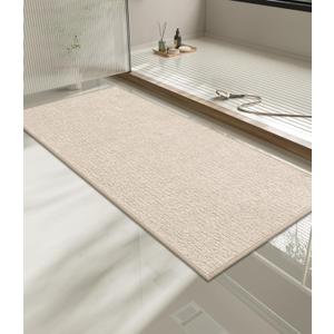 chakme Bathroom Rugs Mat 59x24, Ultra Thin Non Slip Bath Mat Quick Dry Absorbent Bath Mat for Bathroom Floor, (Light Beige, 59"x24")