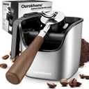 Ourokhome Espresso Knock Box with Lid, Compact Coffee Grounds Container for Home Coffee Bar, Removable Knock Bar, 304 Stainless Steel Exterior, Non-Slip Base & Handle, Easy Clean