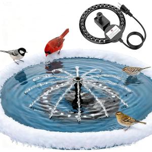 Upgrade Bird Bath Heater De-icer with Fountain Water Pump 200W Heated Bird Baths for Outdoors in Winter Thermostatically Controlled Upgrade 6ft Chew-Proof Cord for Garden Patio Backyard