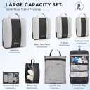 Compression Packing Cubes 8 Set, Dual Zipper Compression Packing Cubes for Travel, See-Through Mesh Packing Bags for Suitcases, packing cubes with shoe bag (Black)