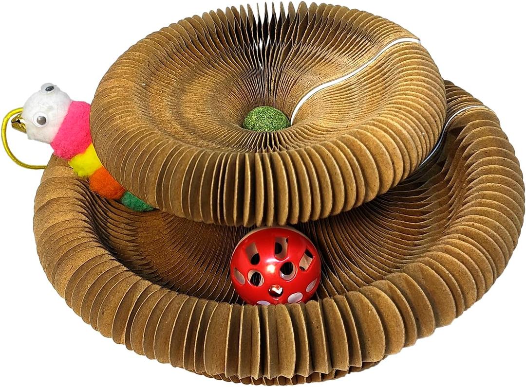 Kitty Curls Cat Scratcher  Durable Magnetic Shape-Shifting Design Protects Furniture, Reduces Destructive Scratching & Boosts Play for Indoor Cats and Kittens  Interactive Cardboard Cat Toy