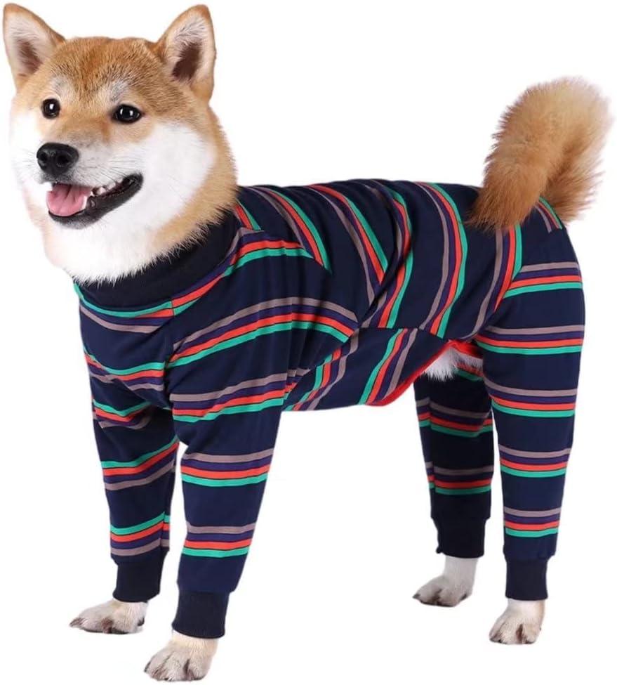 Xqpetlihai Dog Onesie Surgery Recovery Suit for Medium Large Dogs Recovery Shirt for Abdominal Wounds or Skin Diseases Bodysuit Dogs Pajamas (S,S) (Small (Pack of 1), STRIP)