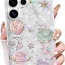 Changjia for Samsung Galaxy S26 Ultra Clear Glitter Case,Cute Bling Sparkle Planet Space Stars Moon Universe Pattern Soft TPU Silicone Shockproof Women Girls Protective Case for Galaxy S26 Ultra,Clear