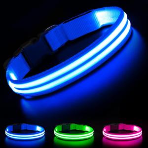 Light Up Dog Collar - Rechargeable LED Dog Collar Light Glow in the Dark Puppy Collar, Dog Camping Gear Adjustable Dog Collars for Small Dogs(Small, Blue) (Small[11.8-15.7 inch/30-40 cm])