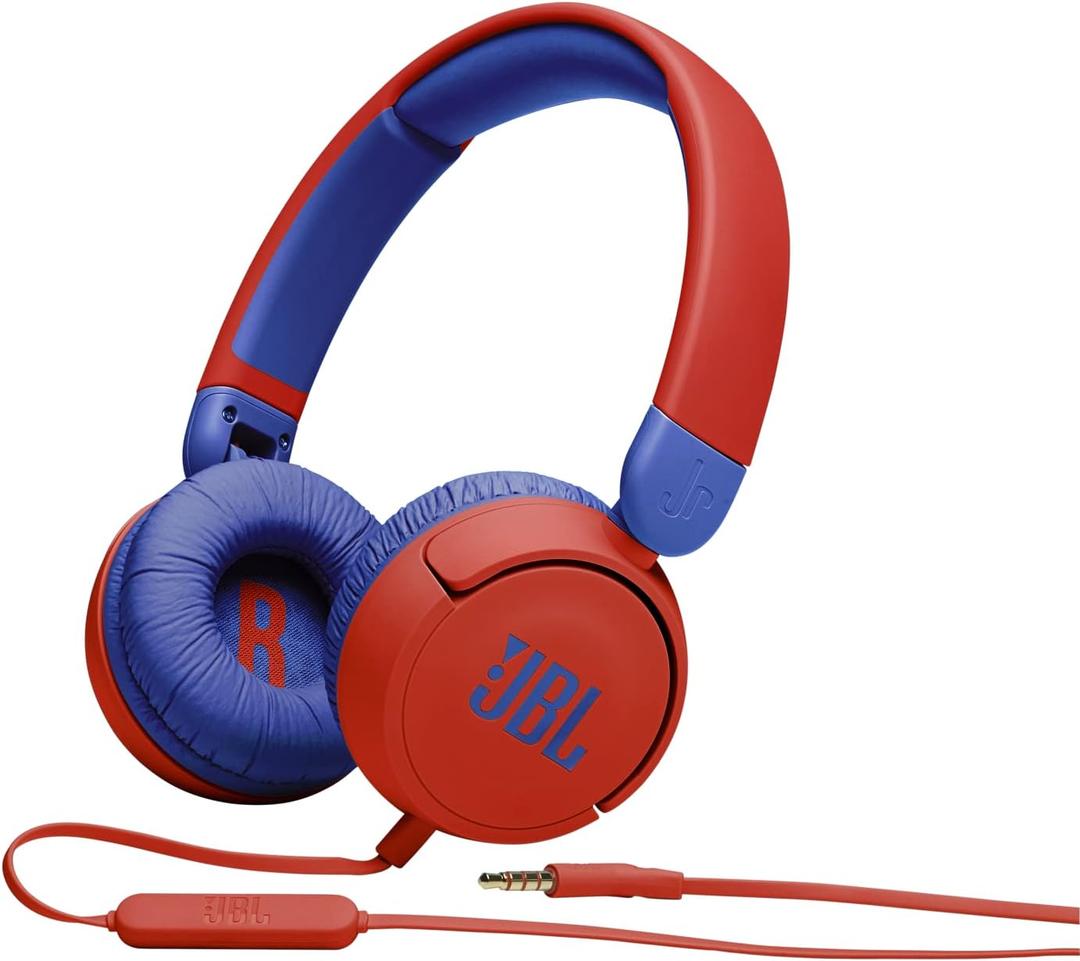 JBL JR 310 - Kids On-Ear Headphones (Red/Blue), Small