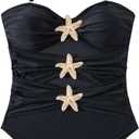 Floerns Women's Halter One Piece Swimsuit Starfish Cut Out Ruched Bathing Suits (Large, Black)