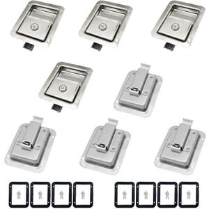 8 Pack Stainless Door Lock Heavy Duty Flush Mount Handle Latch for Trailer Toolbox RV Handle Latch with Gasket Keys