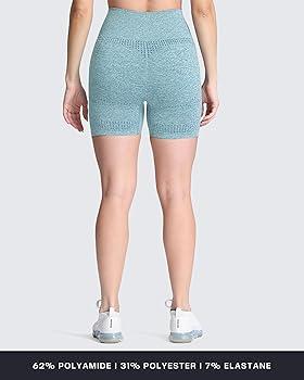 Aoxjox Vital Seamless Workout Biker Shorts for Women Tummy Control High Waisted Exercise Booty Running Short 5" (Vital New Forest Green Marl, X-Small)