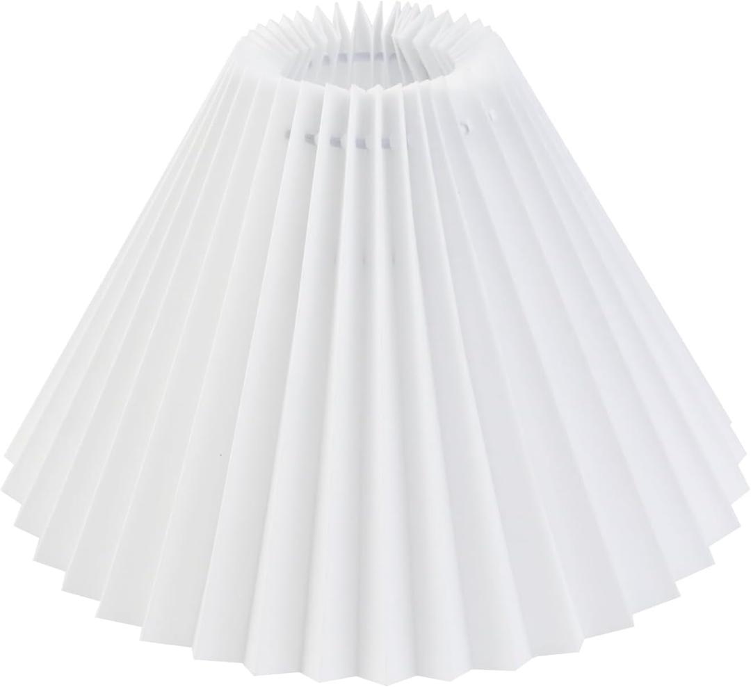 KUMGROT E26/E27 Small Pleated Lamp Shade Scalloped Lampshades Lights Replacement Barrel Drum Lamps Shades for Bedroom Living Room Home Office Decor White