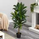 Nearly Natural 48in Artificial Dracaena with Real Touch Leaves and Multi Tonal Trunks, Large Indoor Silk Plant with Pot, Maintenance Free For Living Room And Home Office Decor