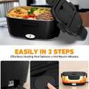 80W Electric Lunch Box Food Warmer for Car/Truck/Office, 110V/24V/12V Portable Heated Lunch Box for Adults, Dual 1.5L Stainless Steel Containers, Leak-Proof & Fast Heating, 3-in-1 Design