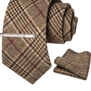 Solid Color Cotton Cashmere Necktie and Pocket Square Tie Clip Sets for Men