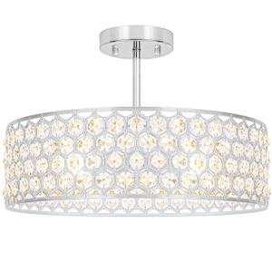 Lxybcce Chrome Crystal Ceiling Light Fixture - Modern Semi Flush Mount Ceiling Chandelier Lighting for Kitchen, Dazzling Prism Chandelier for Bedroom, Bathroom, Dining Room, 5 Light, 16 in