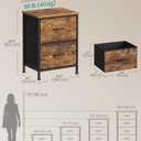SONGMICS Dresser for Bedroom, Chest of Drawers, Nightstand, Steel, MDF, 2 Non-Woven Fabric Drawers, Storage Organizer Unit, Closet, Entryway, Rustic Brown and Ink Black ULGS312B02S, 1 Pack