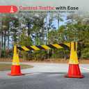 Pyle Retractable Traffic Cone Warning Belt - Hazardous Caution Tape Style, Warning/Emergency Belt, Magnetic & Weather Resistant Design, Retractable Belt Length: Extends Up to 10 ft. - Pyle PCNTP16.5
