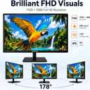 21.5 Inch Touchscreen Monitor FHD 1920x1080p IPS Screen, VESA Support, 10-Points Computer Touch Screen PC Display with Type-B HDMI VGA Port, 75Hz Desktop Touch Display, Black