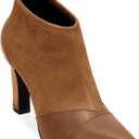 Coutgo Womens Ankle Booties Dress Boots Pointed Toe Stiletto High Heel Splicing Booties Shoes with Back Zipper (8, Brown)