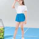 Girls Flowy Shorts with Spandex Liner, 2 in 1 Butterfly Shorts for Teen Girls with Pockets for Sports, Running, Athletic, Sky Blue, 12-14 Years