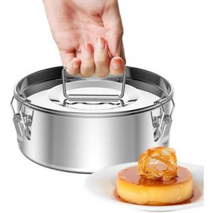 Stainless Steel Flan Pan Flanera Mold 63 oz, Flan Mold with Lid - Flan Maker for 6 Qt Instant Pot - Dishwasher Safe (1 x 7.5 inch flan pan - 63oz - 1.65Quart)