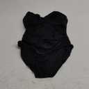 B2prity Women's One Piece Swimsuits Tummy Control Front Cross Bathing Suits Tie Back Slimming V Neck Swimwear (Medium, Black Solid Color)