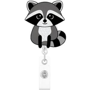 Raccoon Badge Reel ID Holder with Alligator Clip for Office Worker, Medical Staffs, Nurse, Doctor, Teacher, Student
