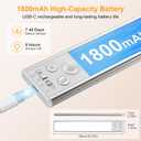 Gritin 10.2inch Under Cabinet Lighting Rechargeable 2 Pack- 3 Color Temps&5 Level Brightness, Super Bright, 4 Modes, Motion Sensor, Long Lasting - Easy Installation Magnetic Under Closet Lights (Silver)