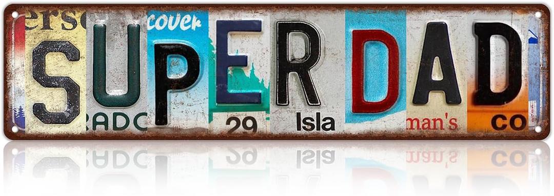 Vintage Super Dad Street Sign Wall Decor Metal Tin Signs for Bar Home Bedroom Garage (15.75L" x 3.94W")