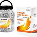 GRISUN 30 Pounds Ultra White Fire Glass for Fire Pit - 1/2 Inch High Luster Reflective Tempered Glass Rocks for Natural or Propane Fireplace, Safe for Outdoors and Indoors Fire Pit Glass