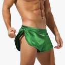 Rexcyril Men's Boxer Jockstrap Sexy Underwear, Silky Satin Split Side Gym Running Active Shorts, Size: XL