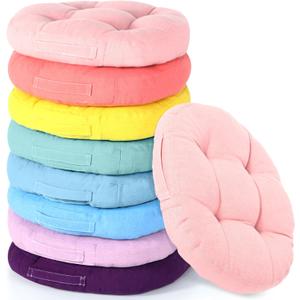 Gerrii 8 Pieces Floor Cushions for Kids Classroom Flexible Floor Seating Cushions Floor Pillows for Home School Kindergarten Daycare Nursery(Classic Color,Round)