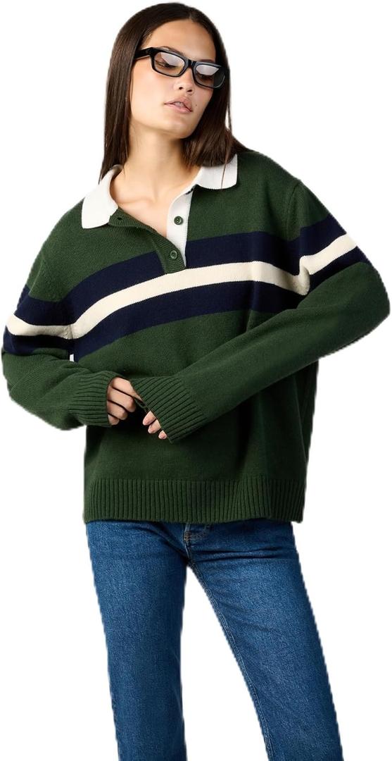 WEWOREWHAT Women's Knitted Rugby Shirt, XS
