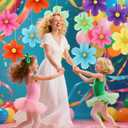 12Pcs Paper Flowers Party Decorations Rainbow Pastel Fan Flower Wall Hanging Photo Backdrop Decoration for Birthday Wedding Baby Showers Classroom Decor