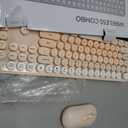 Wireless Keyboard and Mouse, Silent Keyboard Mouse Combo, Full-Sized Colorful Typewriter Keyboard with Round Keycaps, 2.4G Cute Mouse Compatible with PC, Laptop, Computer, Milk Tea