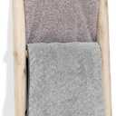 FUIN 57in Wood Blanket Ladder Living Room Decorative Wall Leaning Farmhouse Quilt Display Holder Rustic Wooden Towel Rack for Bathroom, Unfinished (57in | Knock Down, Natural)