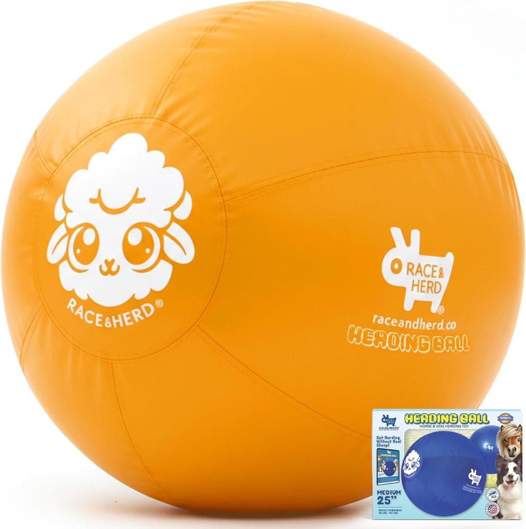Race&Herd 25" Original XXL Herding Ball for Dogs - Herding Toys, Giant Dog Ball for Australian Shepherds, Border Collies - Durable Dog Outdoor Training Toy for Medium & Large Breeds (Gold)