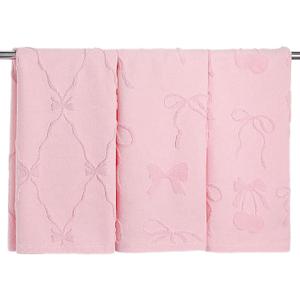 Hahafelt 3 Pack Pink Bow Hand Towels Coquette Bow Bathroom Decor Dish Towels 100% Cotton Soft Absorbent Decorative Jacquard Weave Gifts for Kitchen Bathroom Decor, 29.5 x 13.7 Inch