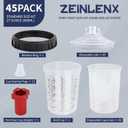 Disposable Paint Gun Cup, HVLP Paint Sprayer Gun Mixing Cups (27 Ounce Kit-45PCS Adapter)