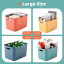 Plastic Storage Bins with Lid, Stackable Storage Containers for Organizing, Decorative Storage Baskets for Shelves Living Room Playroom Classroom Office (4 Large + 4 Small)
