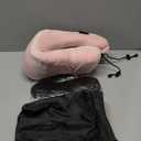 100% Pure Memory Foam Travel Pillow with Phone Pocket  Breathable Neck Support, Washable Cover, 3D Eye Mask, Earplugs & Carry Bag  Perfect for Long Flights (Pink)